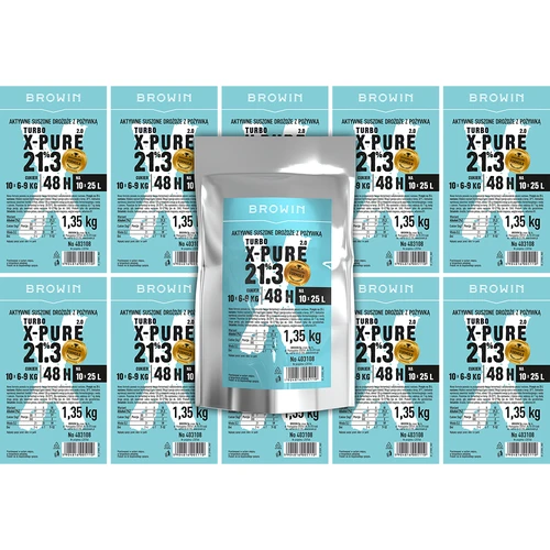 Turbo Gist X-Pure 21,3%, 10 x 25 L, 1,35 kg - 5 ['distilleergist', ' gist voor alcohol', ' turbo gist', ' pure gist', ' gist 21', '3%', ' gist voor brouwsel', ' voor zelfgemaakte drank', ' distilleergist voor 10 x 25 L', ' brouwsel 48 uur', ' zuivere fermentatie', ' suikerbrouwsels', ' voor hoogalcoholische brouwsels', ' voor suikerbrouwsels', ' hoog alcoholpercentage', ' distillatie', ' meer dan 21%', ' snelle fermentatie', ' Browin gist', ' gist 21%', ' alco gist', ' alko gist', ' sterke gist', ' zuivere fermentatie', ' grote verpakking gist']