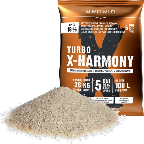 Turbo X-Harmony Gist 18%, 100 L, 360g - 3 ['distilleergist', ' gist voor alcohol', ' turbo gist', ' harmony gist', ' gist 18%', ' gist voor brouwsel', ' voor zelfgemaakte alcohol', ' distilleergist voor 100 liter', ' brouwsel 100L', ' zuivere fermentatie', ' suikerbrouwsels', ' voor brouwsels', ' voor suikerbrouwsels', ' rustige fermentatie', ' aangename geur tijdens fermentatie', ' stabiele fermentatie', ' gemakkelijk klaren', ' distillatie', ' gist x', ' Browin gist', ' gist 18%', ' alco gist', ' alko gist', ' aanbevolen gist', ' gist van hoge kwaliteit', ' gedroogde gist met voedingsstof', ' gemakkelijk klaren van brouwsel']