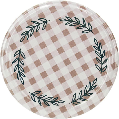 Twist-off deksel Ø82/6, beige ruitjes, 10 stuks