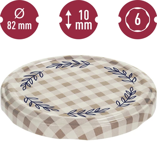 Twist-off deksel Ø82/6, beige ruitjes, 10 stuks - 2