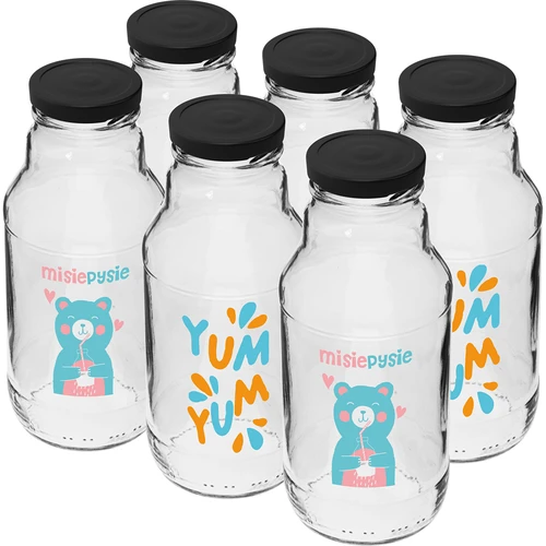 Twist-off fles 330 ml met dop fi43 en kleurrijke opdruk - 6 stuks - 2 ['Kubuś fles', ' kinderfles', ' fles met opdruk', ' fles voor sap', ' fles voor tomatenpuree', ' fles voor siroop', ' fles 330 ml', ' fles met dop', ' fles met klik', ' fles voor smoothie']