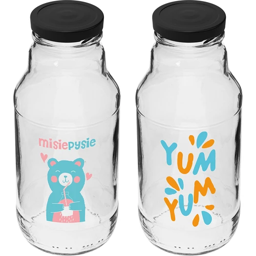 Twist-off fles 330 ml met dop fi43 en kleurrijke opdruk - 6 stuks - 3 ['Kubuś fles', ' kinderfles', ' fles met opdruk', ' fles voor sap', ' fles voor tomatenpuree', ' fles voor siroop', ' fles 330 ml', ' fles met dop', ' fles met klik', ' fles voor smoothie']