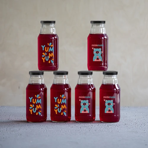 Twist-off fles 330 ml met dop fi43 en kleurrijke opdruk - 6 stuks - 8 ['Kubuś fles', ' kinderfles', ' fles met opdruk', ' fles voor sap', ' fles voor tomatenpuree', ' fles voor siroop', ' fles 330 ml', ' fles met dop', ' fles met klik', ' fles voor smoothie']