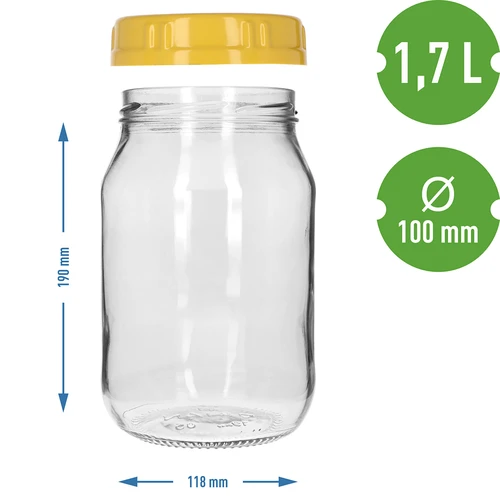 TO-pot 1,7 L met een geel kunststof deksel met handgreep, Ø 100 mm, 1 stuk - 4