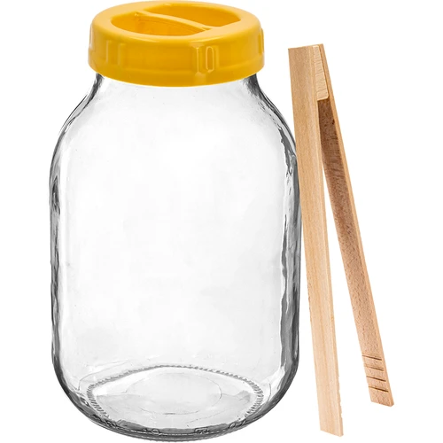 Twist-off pot 3 L, tang en kunststof deksel fi 100, met handvat  - 1 ['pot', ' glazen pot', ' glazen pot met deksel', ' pot met deksel', ' pot voor het inmaken van augurken', ' pot voor augurken', ' pot voor likeuren', ' pot voor likeuren', ' pot met handvat', ' deksel met handvat', ' praktische pot', ' pot met handvat', ' mooie pot', ' welke pot te kopen', ' pot met tang', ' pot voor augurken', ' pot voor ingelegde augurken']