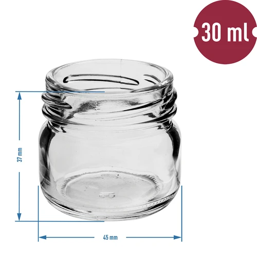 Twist-off pot 30 ml met gekleurde deksel fi 43 - 10 stuks - 4 ['potjes', ' kleine potjes', ' potje', ' glazen pot', ' glazen potjes', ' pot met deksel', ' potjes voor conserven', ' pot voor wecken', ' potjes voor wecken', ' potjes voor kruiden', ' pot voor jam', ' pot voor confituur', ' pot voor honing', ' potje voor honing']