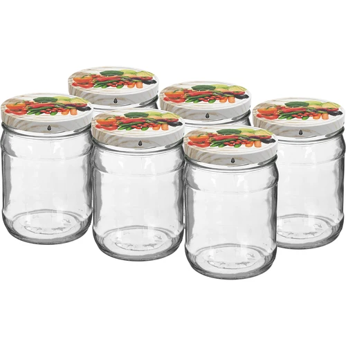 Twist-off pot 500 ml met gekleurd deksel fi82/6 - 6 stuks  - 1 ['potten voor fermenteren', ' potten voor conserven', ' potten voor inmaak', ' potten voor compotes', ' set potten met deksels', ' gekleurde deksels']