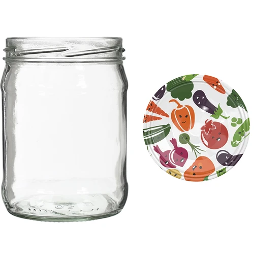 Twist-off pot 500 ml met gekleurd deksel fi82/6 - 6 stuks - 5 ['potten voor fermenteren', ' potten voor conserven', ' potten voor inmaak', ' potten voor compotes', ' set potten met deksels', ' gekleurde deksels']