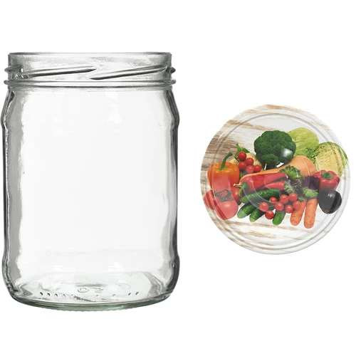 Twist-off pot 500 ml met gekleurd deksel fi82/6 - 6 stuks - 9 ['potten voor fermenteren', ' potten voor conserven', ' potten voor inmaak', ' potten voor compotes', ' set potten met deksels', ' gekleurde deksels']