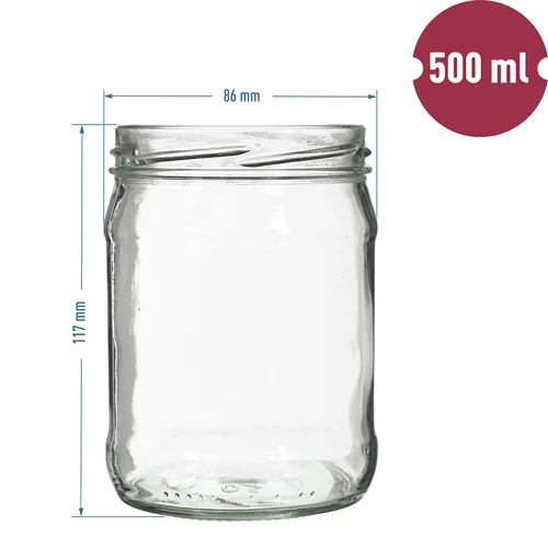 Twist-off pot 500 ml met gekleurd deksel fi82/6 - 6 stuks - 2 ['potten voor fermenteren', ' potten voor conserven', ' potten voor inmaak', ' potten voor compotes', ' set potten met deksels', ' gekleurde deksels']