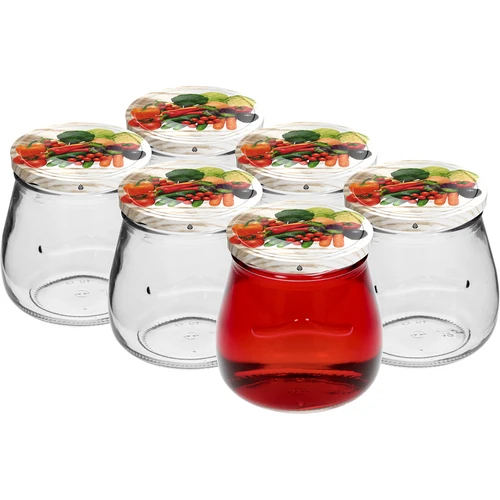 Twist-off pot 500ml "Omgekeerde Amfora" met gekleurde deksel fi 82/6, 6 stuks - 3 ['pot', ' amfora pot', ' pot 500ml', ' set van potten', ' glazen potten', ' pot voor conserven', ' potten voor cosmetica', ' potten 6 stuks', ' glazen pot', ' potten voor jam', ' potten voor confituren', ' potten voor marmelades', ' potten voor vleesconserven', ' potten voor potten', ' potten voor cosmetica']