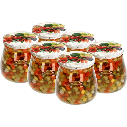 Twist-off pot 500ml "Omgekeerde Amfora" met gekleurde deksel fi 82/6, 6 stuks - 5 ['pot', ' amfora pot', ' pot 500ml', ' set van potten', ' glazen potten', ' pot voor conserven', ' potten voor cosmetica', ' potten 6 stuks', ' glazen pot', ' potten voor jam', ' potten voor confituren', ' potten voor marmelades', ' potten voor vleesconserven', ' potten voor potten', ' potten voor cosmetica']