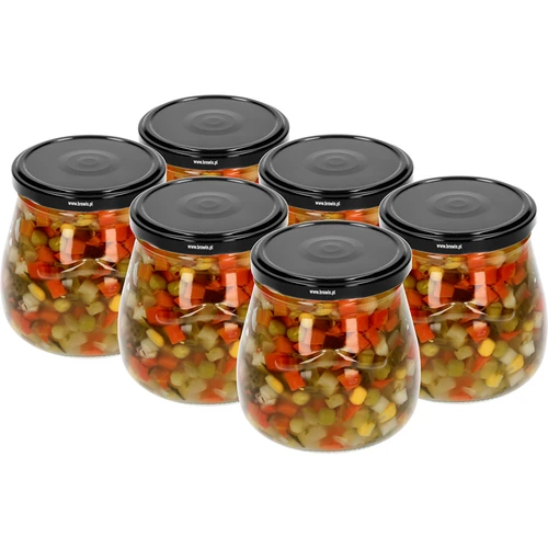 Twist-off pot 500ml "Omgekeerde Amfora" met zwarte deksel fi 82/6, 6 stuks - 4 ['pot', ' amfora pot', ' pot 500ml', ' set van potten', ' glazen potten', ' pot voor conserven', ' potten voor cosmetica', ' potten 6 stuks', ' glazen pot', ' potten voor jam', ' potten voor confituren', ' potten voor marmelades', ' potten voor vleesconserven', ' potten voor potten', ' potten voor cosmetica']