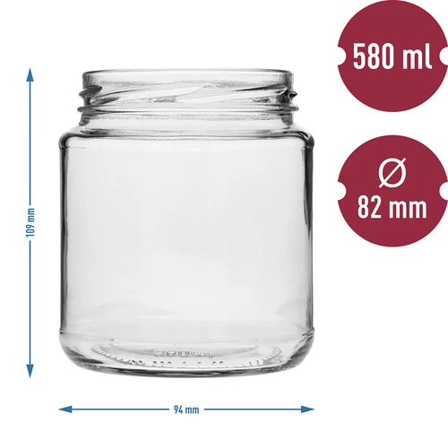 Twist-off pot, dikke 580ml met zwarte deksel fi 82/6, 6 stuks - 5 ['potten', ' pot', ' set van potten', ' containers', ' glazen containers', ' opslagpotten', ' keukenpotten', ' glazen potten', ' potten met metalen deksel', ' voedselopslagpotten', ' inmaakpotten', ' kruidenpotten', ' koffiebussen', ' theepotten', ' vaatwasmachinebestendige potten', ' glazen pot', ' pot met deksel', ' potten set', ' jam potten', ' dikke pot', ' dikke']