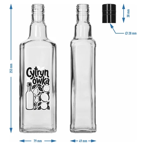 Tynktura-fles 500 ml met opdruk ‘Cytrynówka’ en schroefdop - 5