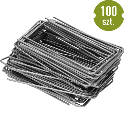 U-pinnen voor landbouwdoek 100 stuks - 4 ['voor het bevestigen van landbouwdoek', ' pinnen voor landbouwdoek', ' ankers voor landbouwdoek', ' U-pinnen', ' voor molengaas', ' pin voor landbouwdoek']