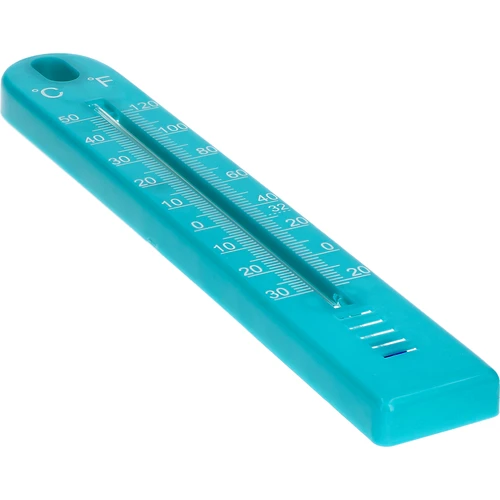 Universele thermometer (-30 tot +50°C), 17 cm, blauw - 3 ['thermometer', ' universele thermometer', ' thermometer van kunststof', ' thermometer met duidelijke schaal', ' thermometer met dubbele schaal in °C en °F', ' thermometer voor ruimtes met hoge luchtvochtigheid', ' buitenthermometer tot -30°C', ' vochtbestendige thermometer', ' thermometer in blauwe kleur', ' stevige thermometer']