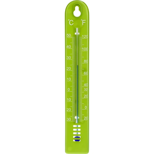 Universele thermometer (-30 tot +50°C), 17 cm, groen  - 1 ['thermometer', ' universele thermometer', ' thermometer van kunststof', ' thermometer met duidelijke schaal', ' thermometer met dubbele schaal in °C en °F', ' thermometer voor ruimtes met hoge luchtvochtigheid', ' buitenthermometer tot -30°C', ' vochtbestendige thermometer', ' thermometer in groene kleur', ' stevige thermometer']