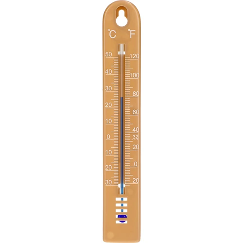 Universele thermometer (-30 tot +50°C), 17 cm, lichtbruin  - 1 ['thermometer', ' universele thermometer', ' thermometer van kunststof', ' thermometer met duidelijke schaal', ' thermometer met dubbele schaal in °C en °F', ' thermometer voor ruimtes met hoge luchtvochtigheid', ' buitenthermometer tot -30°C', ' vochtbestendige thermometer', ' thermometer in bruine kleur', ' stevige thermometer']