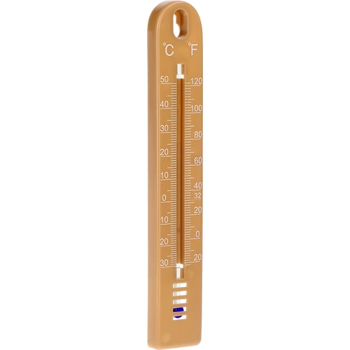 Universele thermometer (-30 tot +50°C), 17 cm, lichtbruin - 2 ['thermometer', ' universele thermometer', ' thermometer van kunststof', ' thermometer met duidelijke schaal', ' thermometer met dubbele schaal in °C en °F', ' thermometer voor ruimtes met hoge luchtvochtigheid', ' buitenthermometer tot -30°C', ' vochtbestendige thermometer', ' thermometer in bruine kleur', ' stevige thermometer']