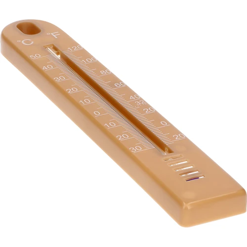 Universele thermometer (-30 tot +50°C), 17 cm, lichtbruin - 3 ['thermometer', ' universele thermometer', ' thermometer van kunststof', ' thermometer met duidelijke schaal', ' thermometer met dubbele schaal in °C en °F', ' thermometer voor ruimtes met hoge luchtvochtigheid', ' buitenthermometer tot -30°C', ' vochtbestendige thermometer', ' thermometer in bruine kleur', ' stevige thermometer']
