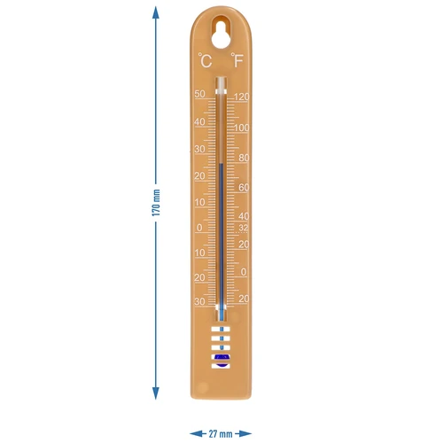 Universele thermometer (-30 tot +50°C), 17 cm, lichtbruin - 4 ['thermometer', ' universele thermometer', ' thermometer van kunststof', ' thermometer met duidelijke schaal', ' thermometer met dubbele schaal in °C en °F', ' thermometer voor ruimtes met hoge luchtvochtigheid', ' buitenthermometer tot -30°C', ' vochtbestendige thermometer', ' thermometer in bruine kleur', ' stevige thermometer']