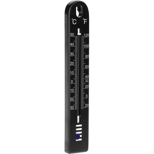 Universele thermometer (-30 tot +50°C), 17 cm, zwart - 2 ['thermometer', ' universele thermometer', ' thermometer van kunststof', ' thermometer met duidelijke schaal', ' thermometer met dubbele schaal in °C en °F', ' thermometer voor ruimtes met hoge luchtvochtigheid', ' buitenthermometer tot -30°C', ' vochtbestendige thermometer', ' thermometer in zwarte kleur', ' stevige thermometer']