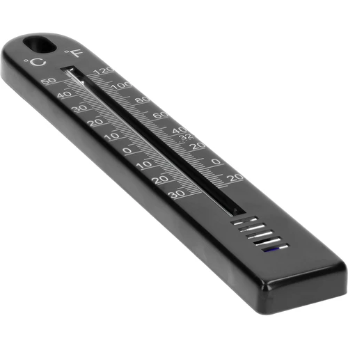 Universele thermometer (-30 tot +50°C), 17 cm, zwart - 3 ['thermometer', ' universele thermometer', ' thermometer van kunststof', ' thermometer met duidelijke schaal', ' thermometer met dubbele schaal in °C en °F', ' thermometer voor ruimtes met hoge luchtvochtigheid', ' buitenthermometer tot -30°C', ' vochtbestendige thermometer', ' thermometer in zwarte kleur', ' stevige thermometer']