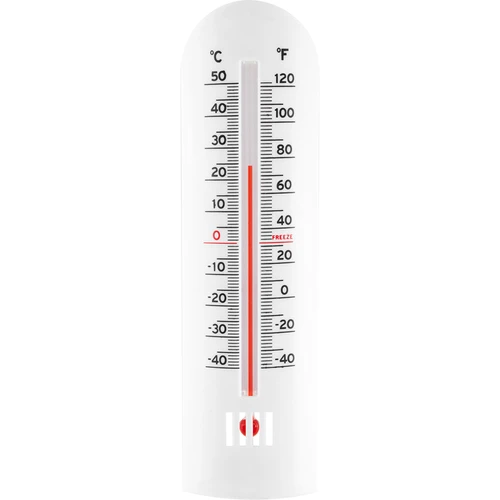 Universele thermometer (-40°C tot +50°C) 16cm  - 1 ['kwikvrije thermometer', ' universele thermometer', ' thermometer van kunststof', ' thermometer met duidelijke schaal', ' thermometer met dubbele schaal', ' thermometer voor ruimtes met hoge luchtvochtigheid']