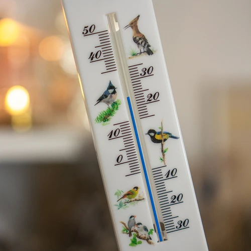 Universele thermometer met afbeelding - vogels (-30°C tot +50°C) 20cm - 4 ['universele thermometer', ' thermometer van kunststof', ' thermometer met duidelijke schaal', ' thermometer met dubbele schaal', ' thermometer voor ruimtes met hoge luchtvochtigheid', ' binnen-buiten thermometer', ' thermometer met kleurrijke opdruk']