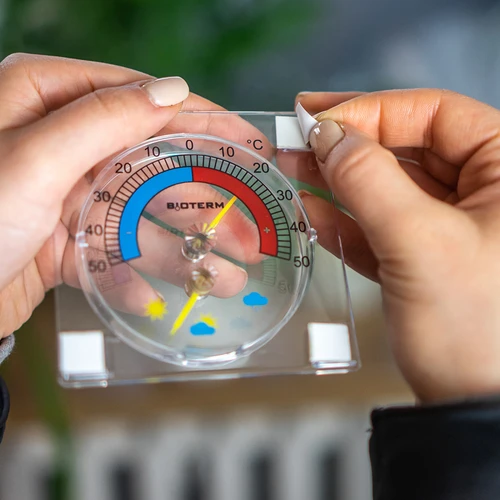 Universele thermometer met hygrometer transparant, zelfklevend (-50°C tot +50°C) - 6 ['universele thermometer', ' buitenthermometer', ' raampthermometer', ' balkonthermometer', ' vensterthermometer', ' thermometer', ' thermometer met duidelijke schaal', ' thermometer van kunststof', ' ruitthermometer', ' zelfklevende thermometer', ' thermometer met hygrometer']