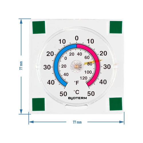 Universele transparante thermometer, zelfklevend (-50°C tot +50°C) - 2 ['universele thermometer', ' zelfklevende thermometer', ' thermometer voor binnen', ' huishoudthermometer', ' thermometer', ' kamertemperatuurmeter', ' thermometer met duidelijke schaal', ' thermometer van kunststof', ' thermometer voor op het raam']