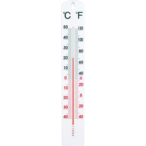 Universele witte thermometer (-40°C tot +50°C) 40cm  - 1 ['thermometer', ' universele thermometer', ' thermometer van kunststof', ' thermometer met duidelijke schaal', ' thermometer met dubbele schaal', ' thermometer voor ruimtes met hoge luchtvochtigheid']