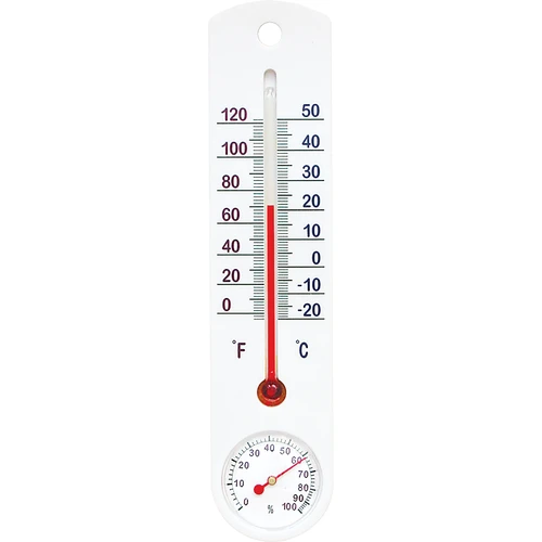 Universele witte thermometer met hygrometer (-20°C tot +50°C) 25cm  - 1 ['binnen thermometer', ' kamertemperatuurmeter', ' thermometer voor binnen', ' huistemperatuurmeter', ' thermometer', ' kamertemperatuurmeter', ' thermometer met duidelijke schaal', ' thermometer met hygrometer', ' thermometer van kunststof', ' thermometer met hygrometer']