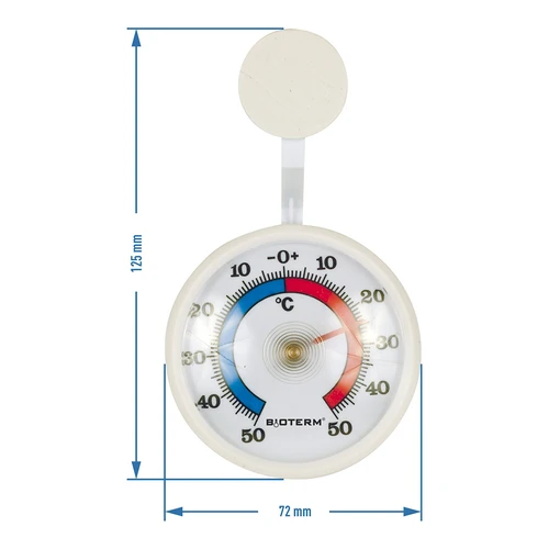 Universele zelfklevende thermometer (-50°C tot +50°C) Ø 7,2cm - 2 ['universele thermometer', ' buitenthermometer', ' raampthermometer', ' balkonthermometer', ' vensterthermometer', ' thermometer', ' thermometer met duidelijke schaal', ' thermometer van kunststof', ' ruitthermometer', ' zelfklevende thermometer', ' tweezijdige thermometer']