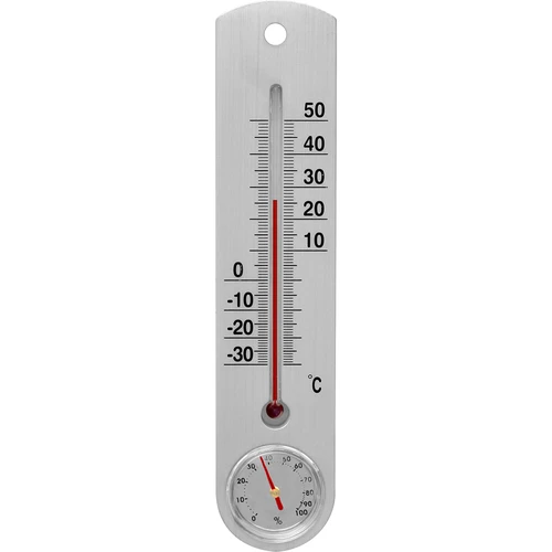 Universele zilveren thermometer met hygrometer (-30°C tot +50°C) 25cm