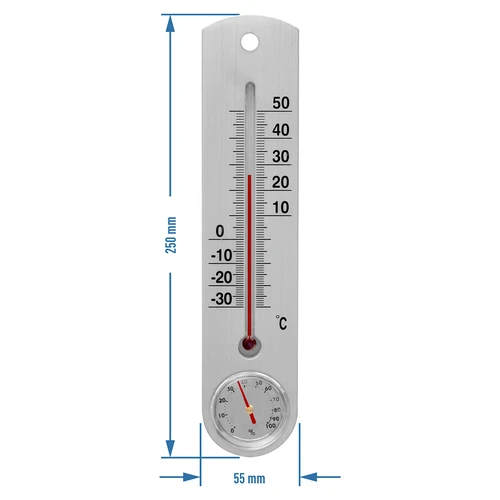 Universele zilveren thermometer met hygrometer (-30°C tot +50°C) 25cm - 2