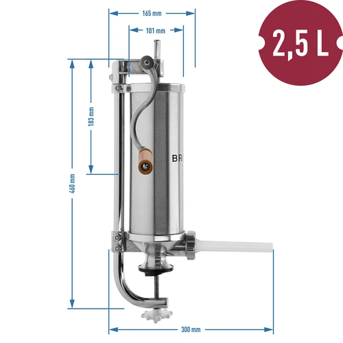 Verticale vuller 2,5 kg - 10 ['worstenvuller', ' voor zelfgemaakte worsten', ' voor vleeswaren', ' voor Krakauer', ' thuisvleeswaren', ' voor darmen', ' voor eiwitomhulsels', ' hoe worsten vullen', ' worstenvuller', ' vleesvuller', ' verticale vuller']