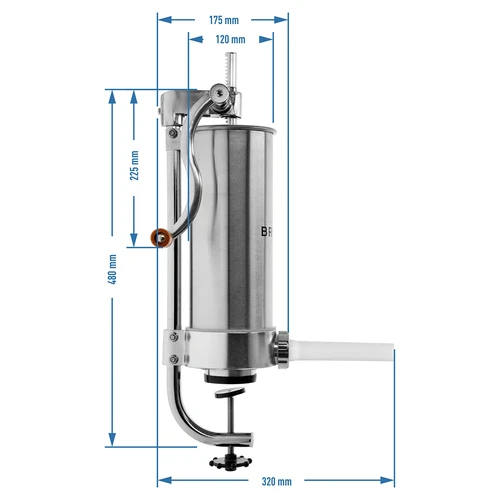Verticale worstopper 3 kg - 9 ['worstopper voor worsten', ' worstopper voor thuisslagers', ' huisgemaakte worst', ' voor huisgemaakte worst', ' hoe maak je worst', ' worstvuller', ' slagersvuller', ' verticale vuller']