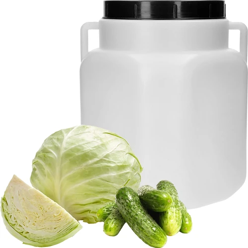 Vierkant Vat van 20 L, wit, met handvatten, Sterk - 3 ['vaten voor het fermenteren', ' vaten voor augurken', ' vat voor komkommers', ' vat voor kool', ' vat voor het fermenteren van komkommers', ' vat voor het fermenteren van kool', ' vierkant vat', ' afsluitbaar vat', ' voedselvat', ' schroefvat', ' plastic vat', ' kunststof vat', ' vat met handvatten', ' goed vat', ' wit vat', ' vat met deksel', ' luchtdicht vat', ' regenton', ' vat voor regenwater']