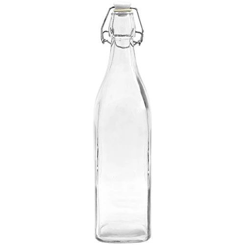 Vierkante fles met luchtdichte sluiting 0,5 L  - 1 ['fles voor alcohol', ' decoratieve flessen voor alcohol', ' glazen fles voor alcohol', ' flessen voor zelfgestookte drank voor bruiloft', ' fles voor likeur', ' fles voor wijn', ' flessen voor wijn', ' likeur']