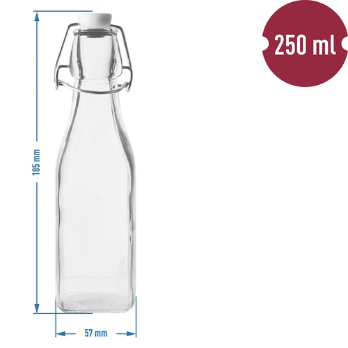 Vierkante hermetische fles 250 ml - 2 ['fles voor alcohol', ' decoratieve flessen voor alcohol', ' glazen fles voor alcohol', ' flessen voor zelfgestookte drank voor bruiloft', ' fles voor likeur', ' fles voor wijn', ' flessen voor wijn', ' likeur']