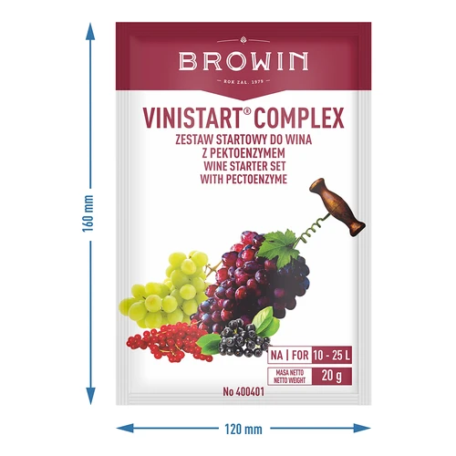 Vinistart Complex, 20 g - 3 ['Pectines', ' Anti-gelmiddelen', ' wijnset', ' fruitgist', ' portwijngist', ' wijngist', ' rode wijngist', ' zuivere wijn', ' gist', ' droge gist', ' droge wijngist', ' fruitwijngist', ' gist + voedingsstof', ' rode wijn', ' witte wijn', ' Fermivin', ' rode wijn witte wijn']