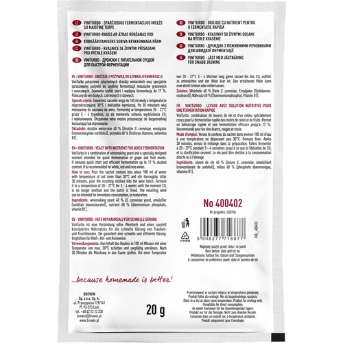 ViniTurbo - gist voor snelle fermentatie, 20 g - 2