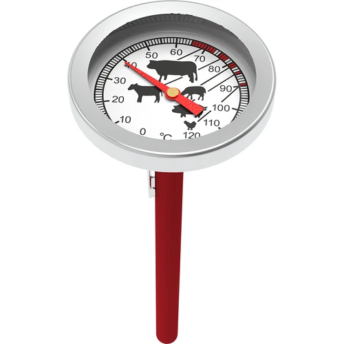 Vleesthermometer (0°C tot +120°C) 12,5cm - 3 ['temperatuur', ' culinaire thermometer', ' gastronomische thermometer', ' voedselthermometer', ' voedselthermometer met sonde', ' vleesthermometer', ' thermometer met sonde', ' keukenthermometer met sonde', ' vleessonde', ' baktthermometer', ' kookthermometer', ' rookthermometer', ' oventhermometer', ' bakthermometer', ' thermometer met sensor']