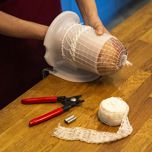 Vleeswaren net met afmetingen 15 cm x 5 m, met thermische weerstand tot 220°C - 5 ['net voor ham', ' voedingsnet', ' net voor vleeswaren', ' net voor het roken van vleeswaren', ' net voor rijpende vleeswaren']