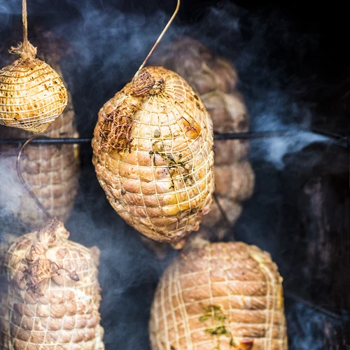 Vleeswaren net met afmetingen 15 cm x 50 m, met thermische weerstand tot 220°C - 11 ['net voor ham', ' voedingsnet', ' net voor vleeswaren', ' net voor het roken van vleeswaren', ' net voor gerijpte vleeswaren']