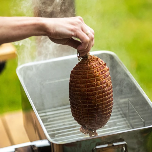 Vleeswaren net met afmetingen 18 cm x 3 m, met thermische weerstand tot 220°C - 8 ['net voor ham', ' voedingsnet', ' net voor vleeswaren', ' net voor het roken van vleeswaren', ' net voor gerijpte vleeswaren']