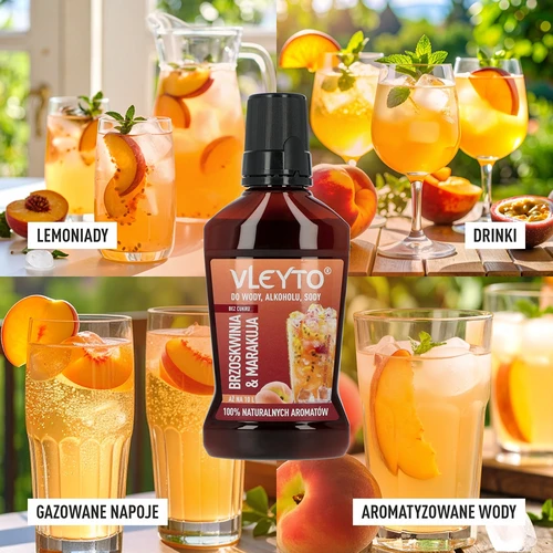 VLEYTO Perzik & Passievrucht – smaakessence met natuurlijke aroma's, 250 ml - 7 ['smaakessences', ' smaakextracten', ' smaakessences voor alcohol', ' smaakextracten voor dranken', ' essences voor cocktails', ' essences voor dranken', " essences met natuurlijke aroma's", ' aromatisering van dranken', ' browin essences', ' nieuwe essences', ' hit in smaakessences', ' zelfgemaakte dranken', ' smaakvolle drankjes voor een feestje', " 100% natuurlijke aroma's", ' smaakvolle cocktails', ' extract voor 10 liter', ' essence voor 10 L', ' voor cocktails en dranken', ' smaakconcentraat', " aroma's voor alcohol", ' smaken voor cocktails', ' natuurlijke essences', " natuurlijke aroma's", ' genoeg voor veel', ' nieuwigheid', ' must have']