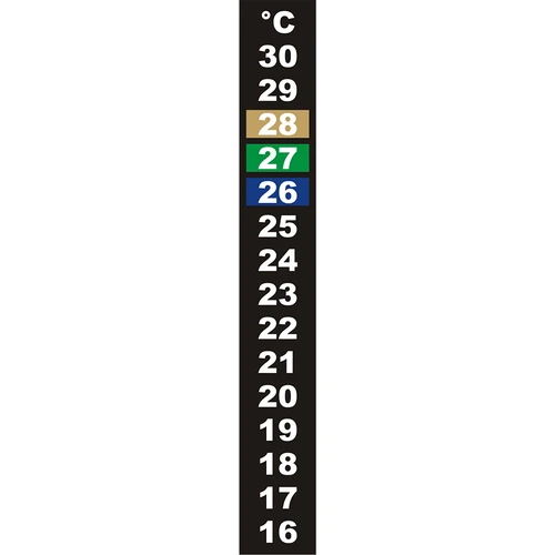 Vloeibaar kristal thermometer (+16°C tot +30°C) 13cm  - 1 ['voedselthermometer', ' keukenthermometer', ' culinaire thermometer', ' zelfklevende thermometer', ' fermentatiethermometer', ' aquariumthermometer', ' vloeibaar kristal thermometer', ' zelfklevende thermometers', ' wijngaardthermometers', ' bierbrouwthermometers']